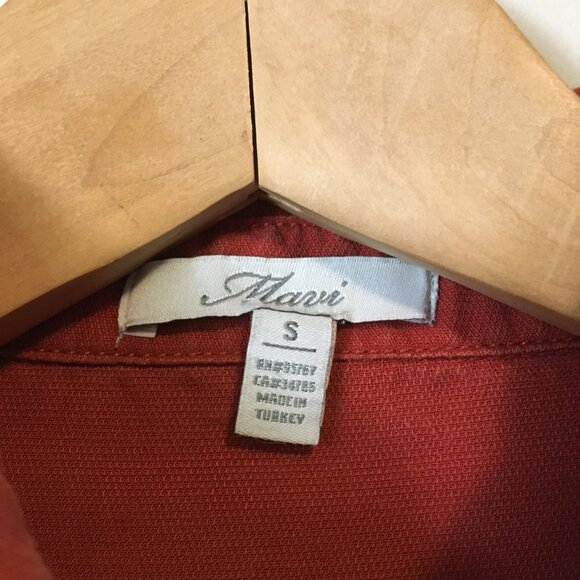 Mavi Brick Red 3/4 Sleeve Button Up Dress Shirt Made in Turkey - Picture 6 of 12